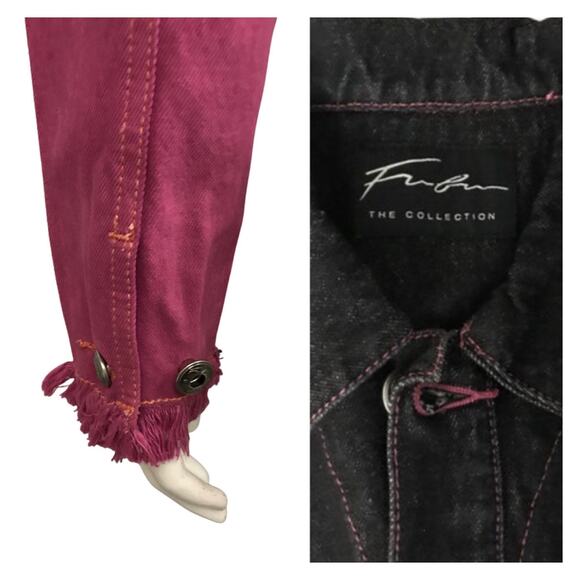 Deadstock Y2K Purple Ombre Fringe Crop Fubu Jean Jacket / Women’s Medium * - Picture 4 of 5